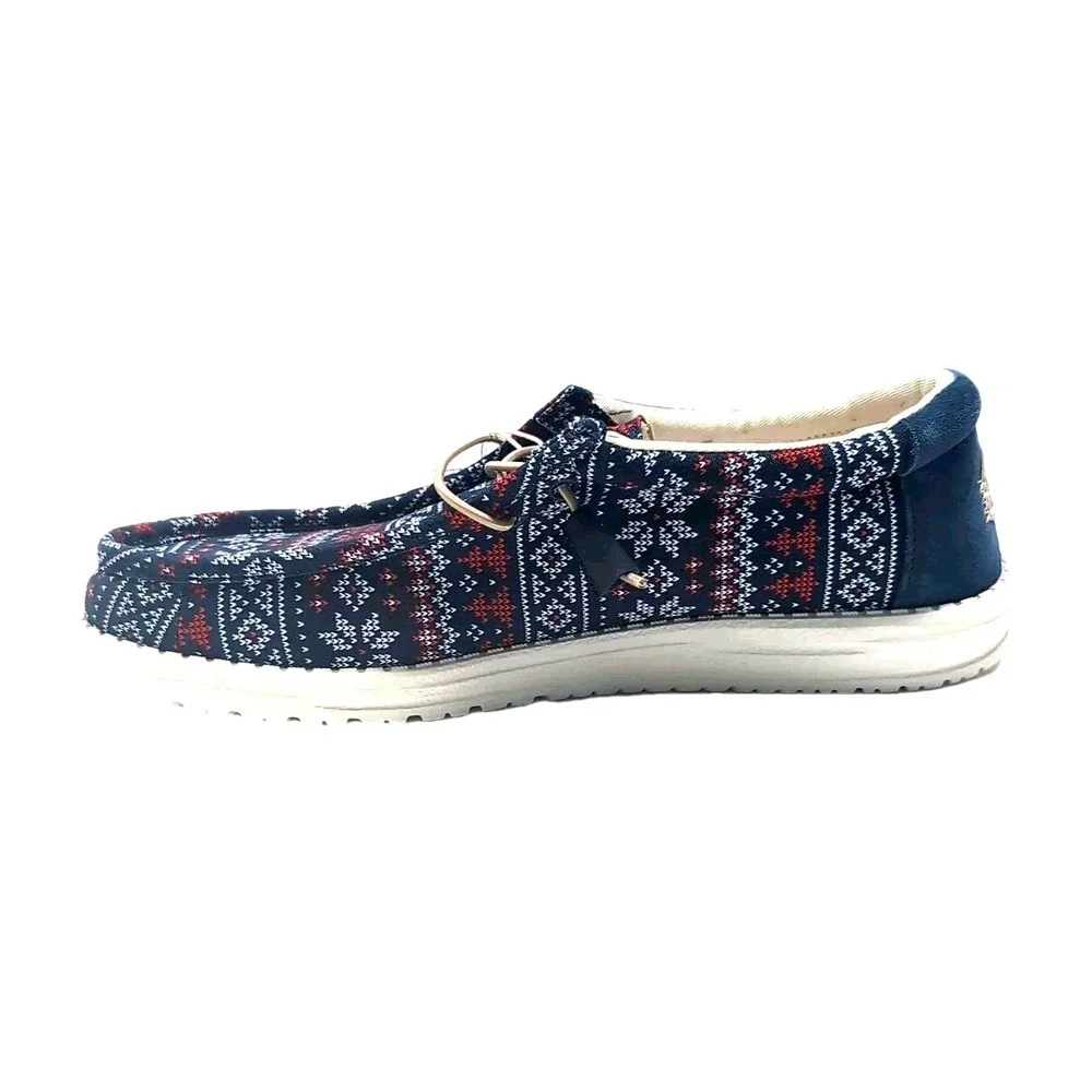 NEW Hey Dude Wally Winter Sweater Shoes Mens 13 Blue Nordic Slip‎ On Loafers NWT